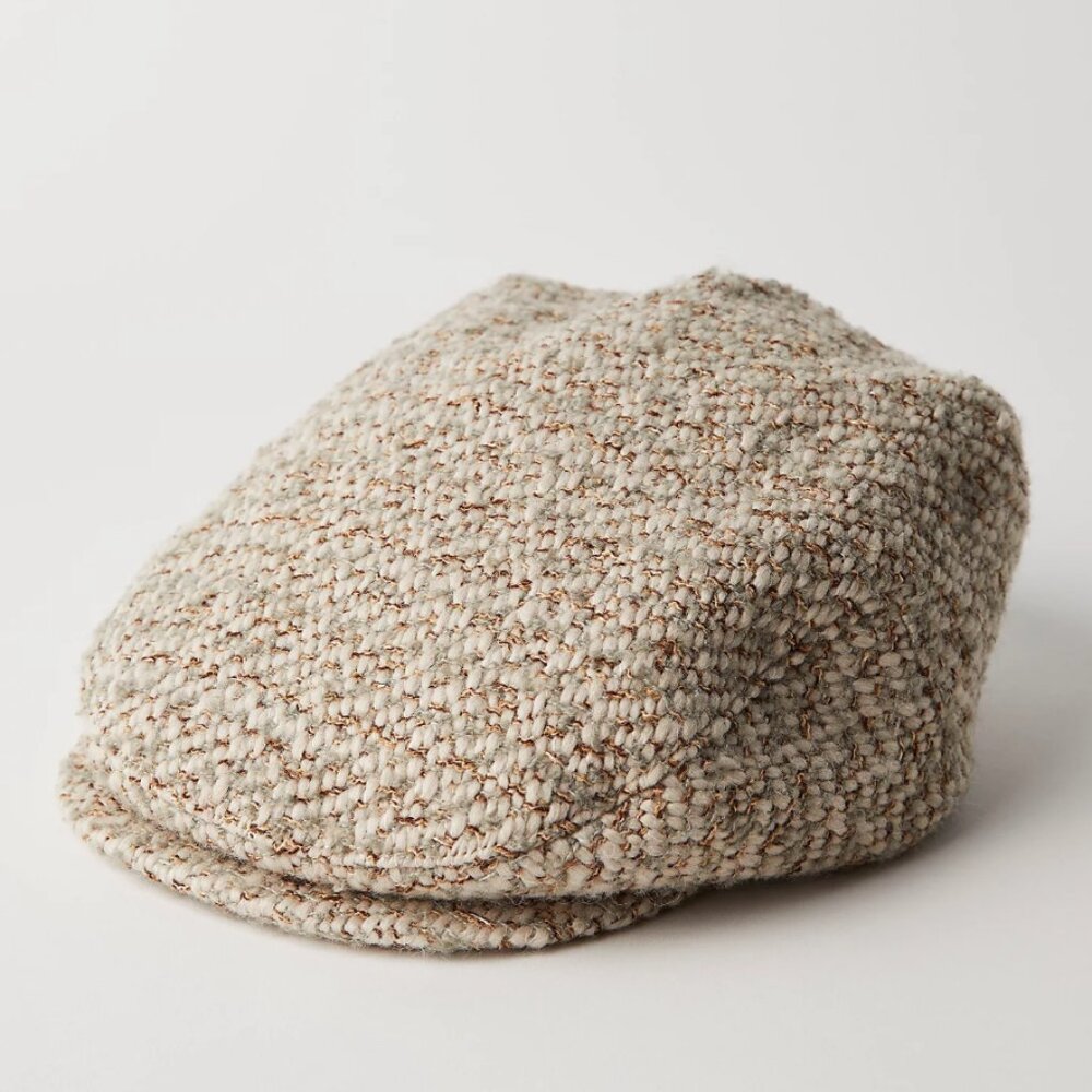 FREE PEOPLE Tweed Paperboy Cap Ivory One Size NWT